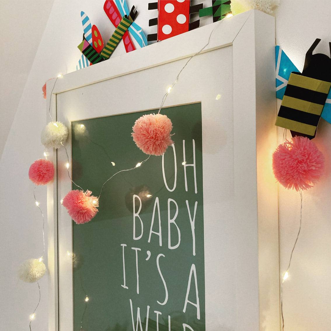 Pink Pom Pom String Lights