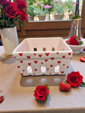 Pink Heart Ceramic Berry Basket